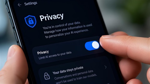 Digital privacy selection screen on a phone.